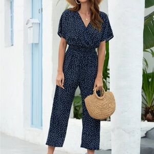Navy Polka Dot Jumpsuit